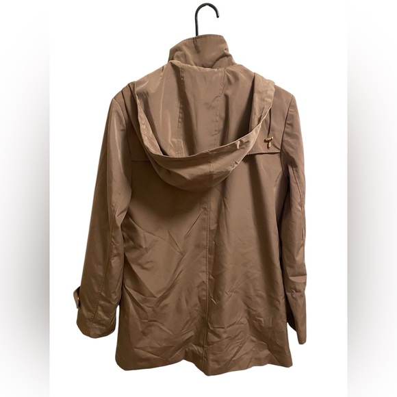 Ellen Tracy Brown Hooded Zippered Snap Front Coat Jacket Sz Small - Picture 4 of 8